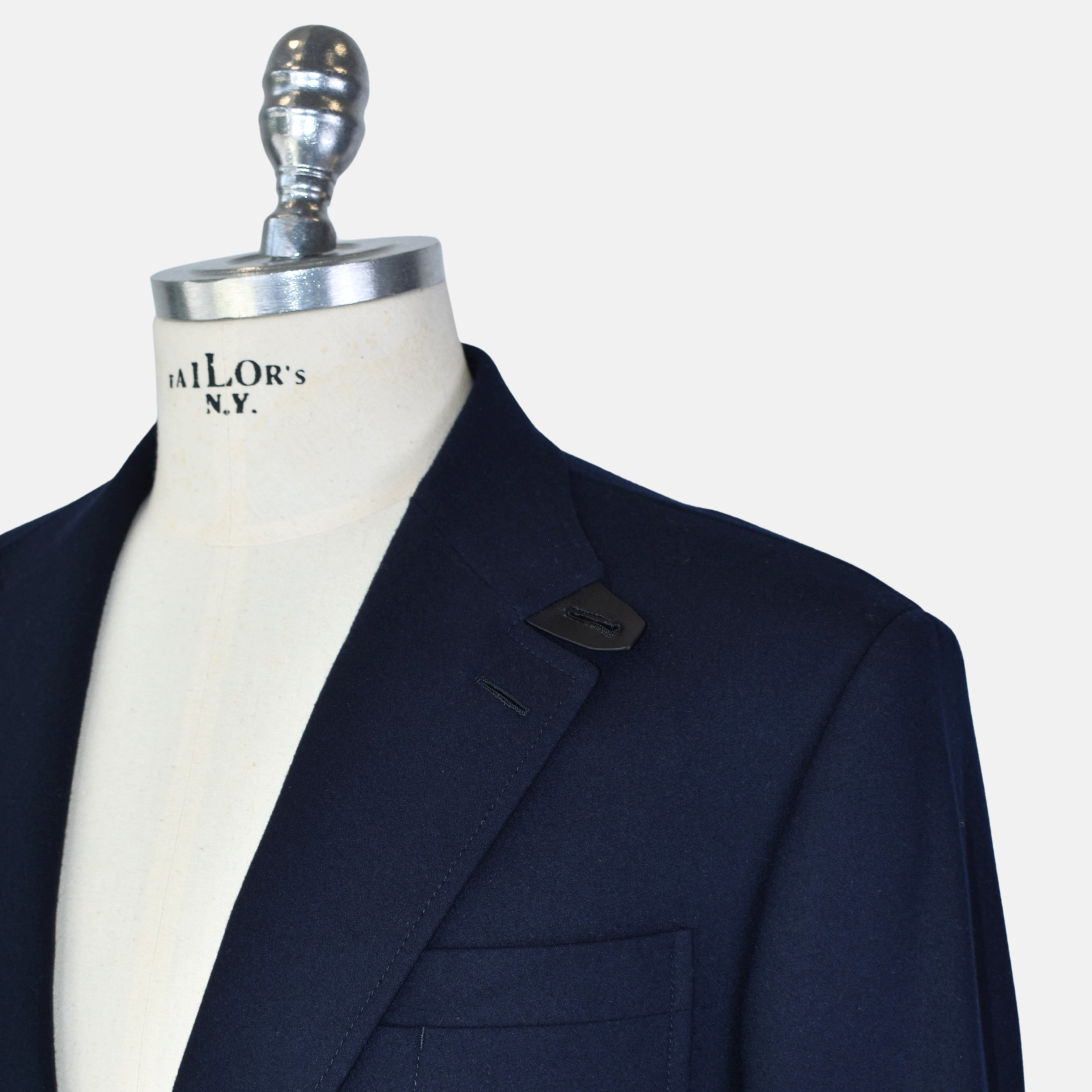 Navy Cashmere Blazer with Leather Applications (EU 50)
