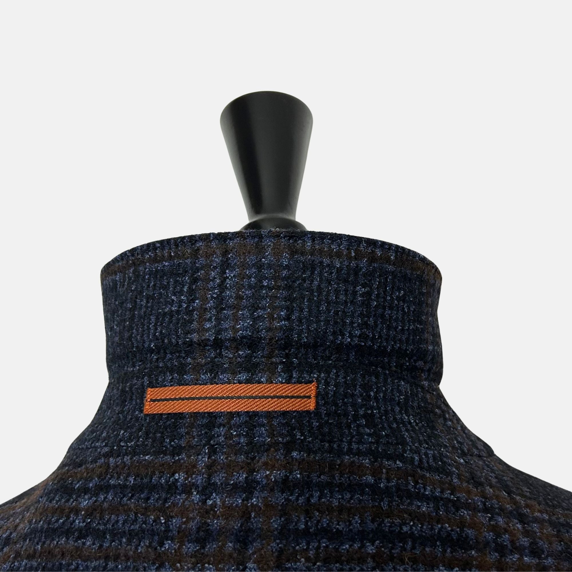 Navy–Brown Patterned Jacket made of Alpaca/Wool/Cotton (EU 54)