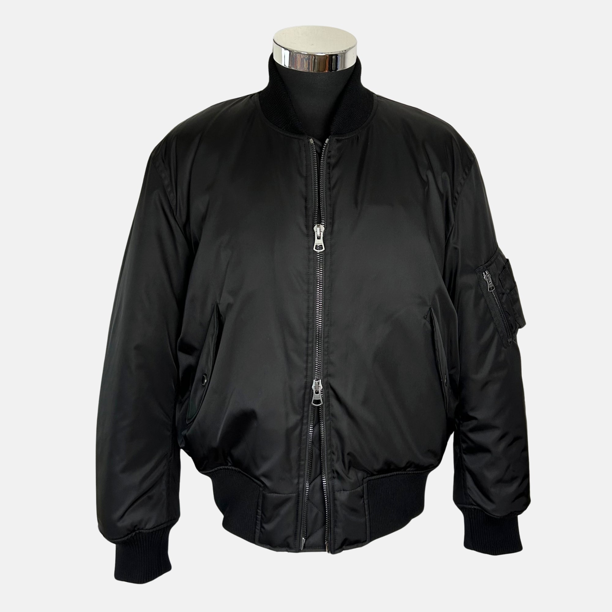 Black Bomber Jacket made of Nylon/Wool (M)