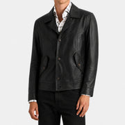 Black Biker Jacket made of Leather (M)
