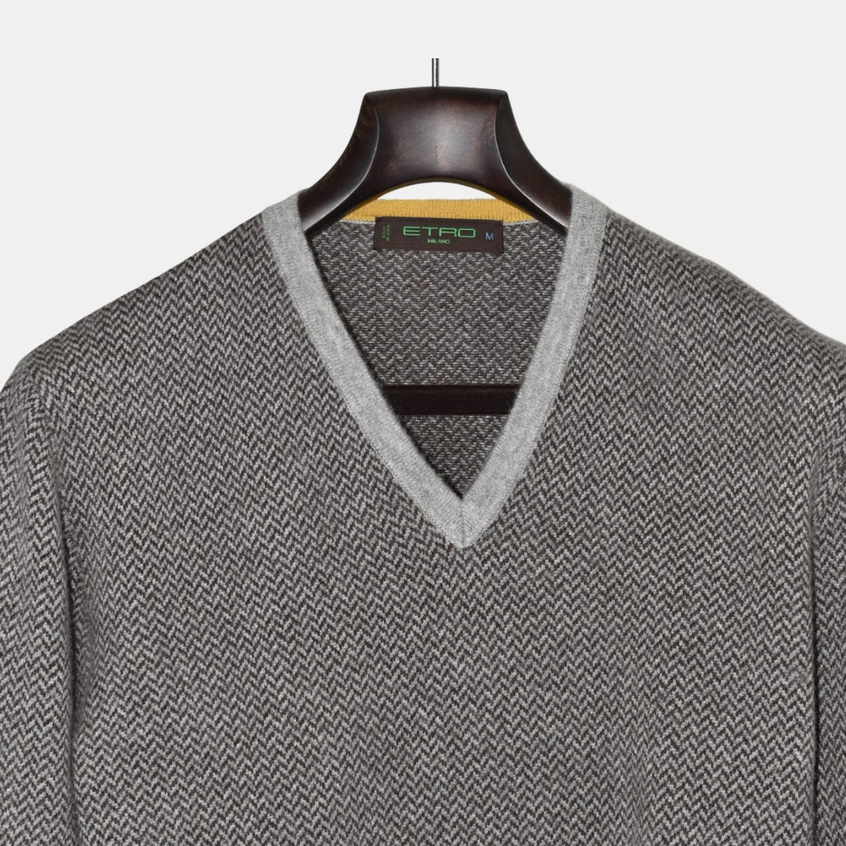 Brown/Gray Herringbone Sweater made of Cashmere (M)