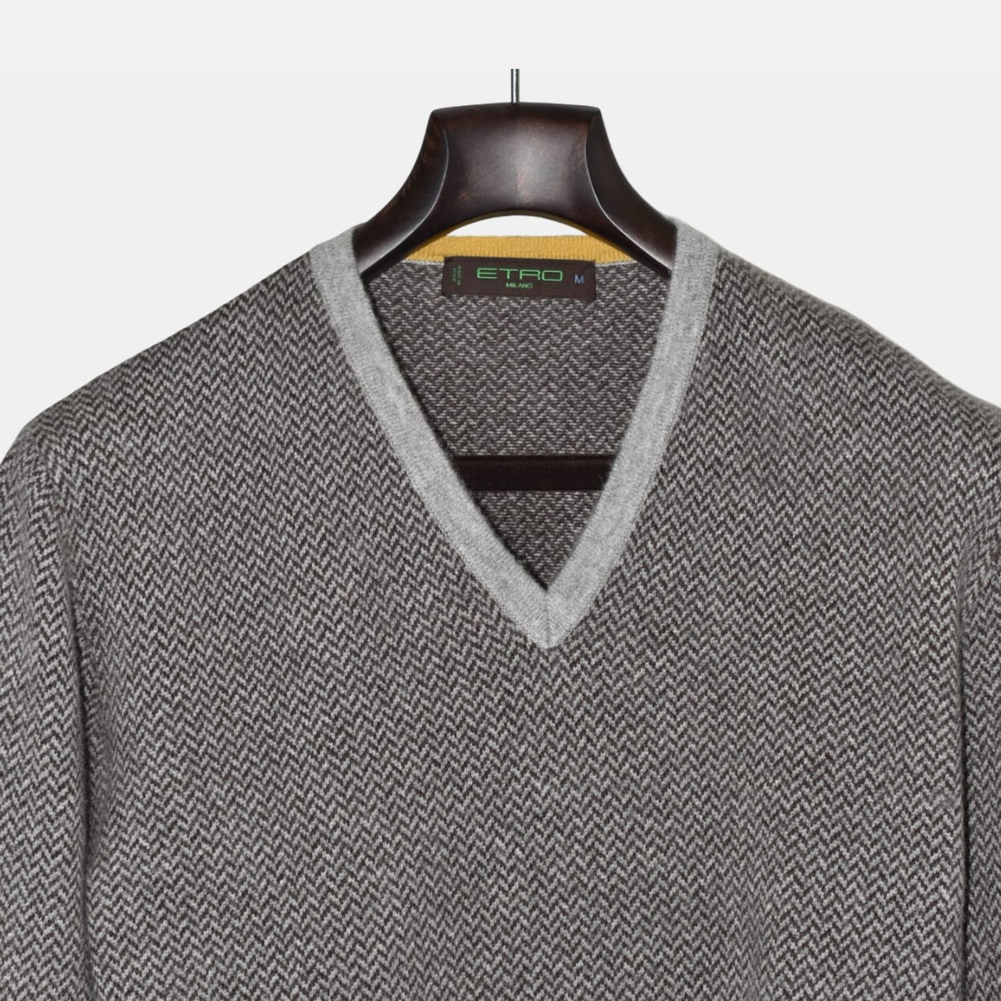Brown/Gray Herringbone Sweater made of Cashmere (M)