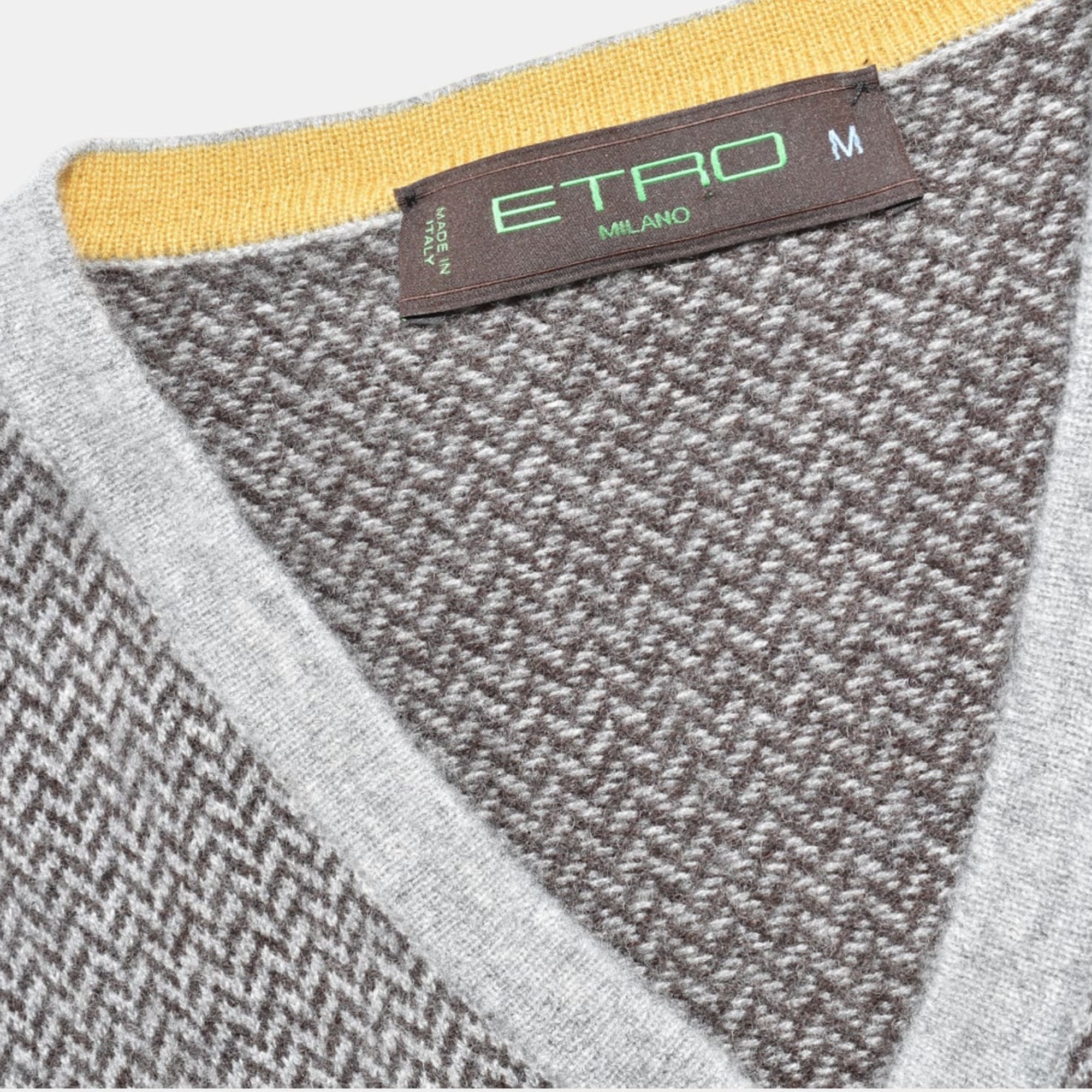 Brown/Gray Herringbone Sweater made of Cashmere (M)