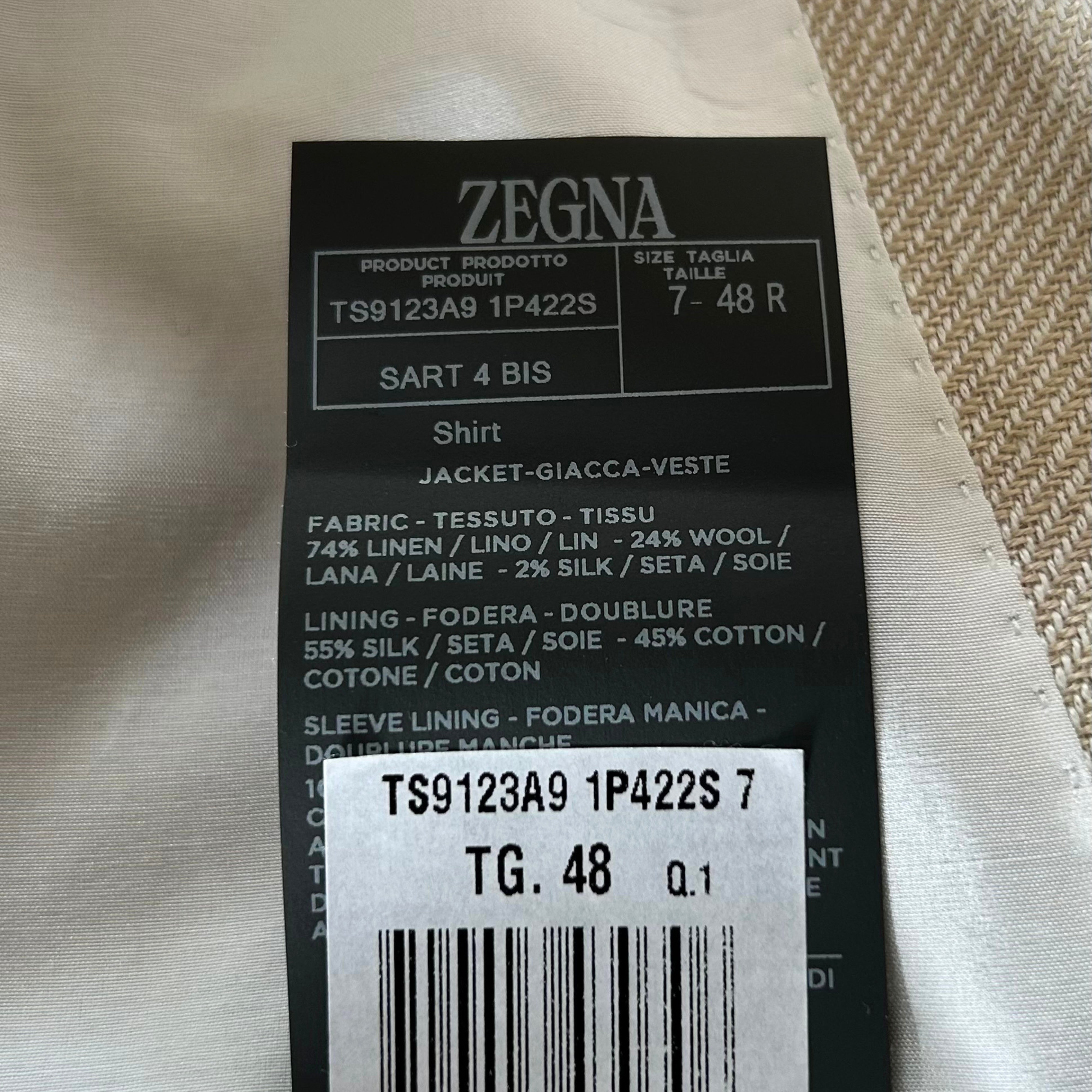 Ecru Patterned Blazer made of Linen/Wool/Silk (EU 48)
