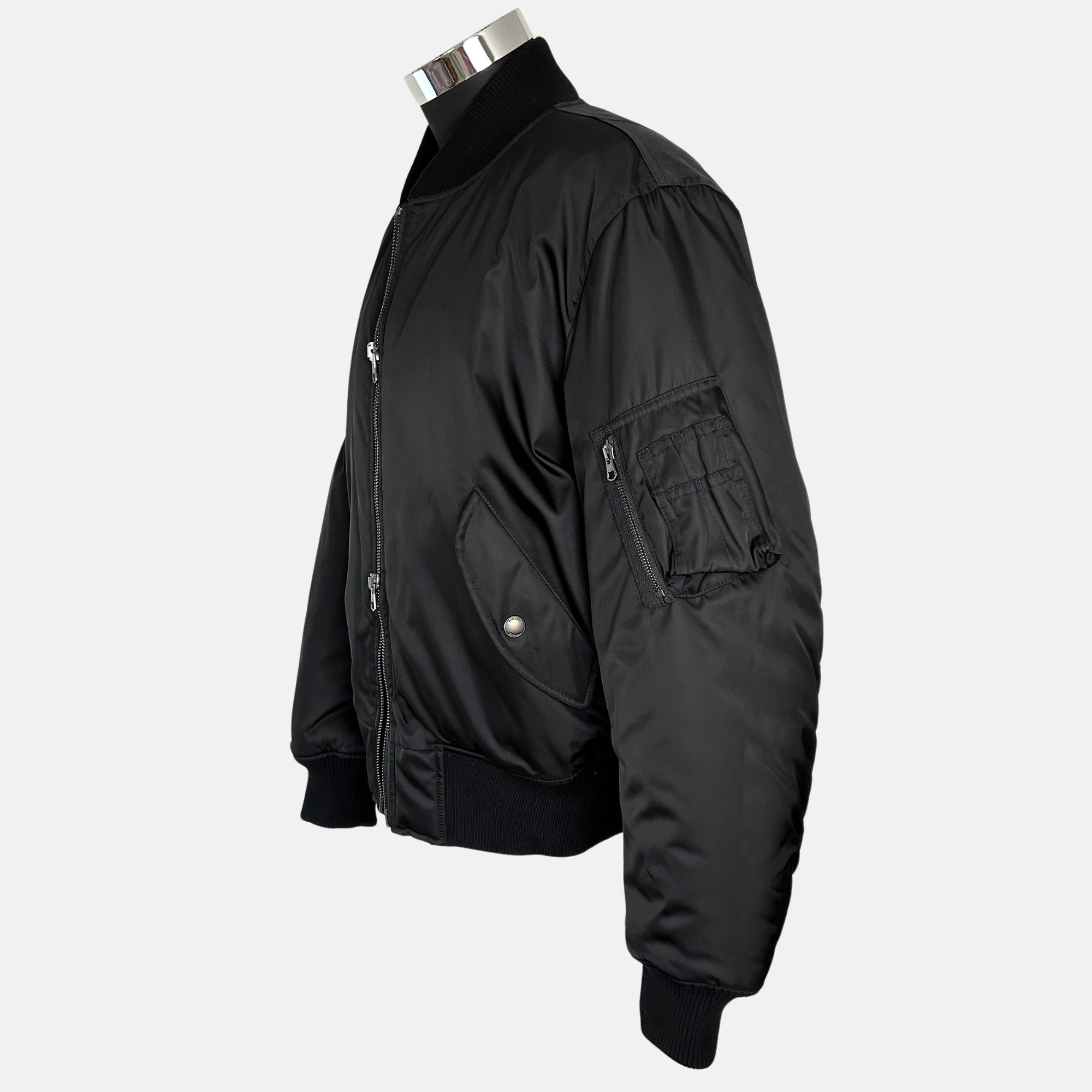 Black Bomber Jacket made of Nylon/Wool (M)