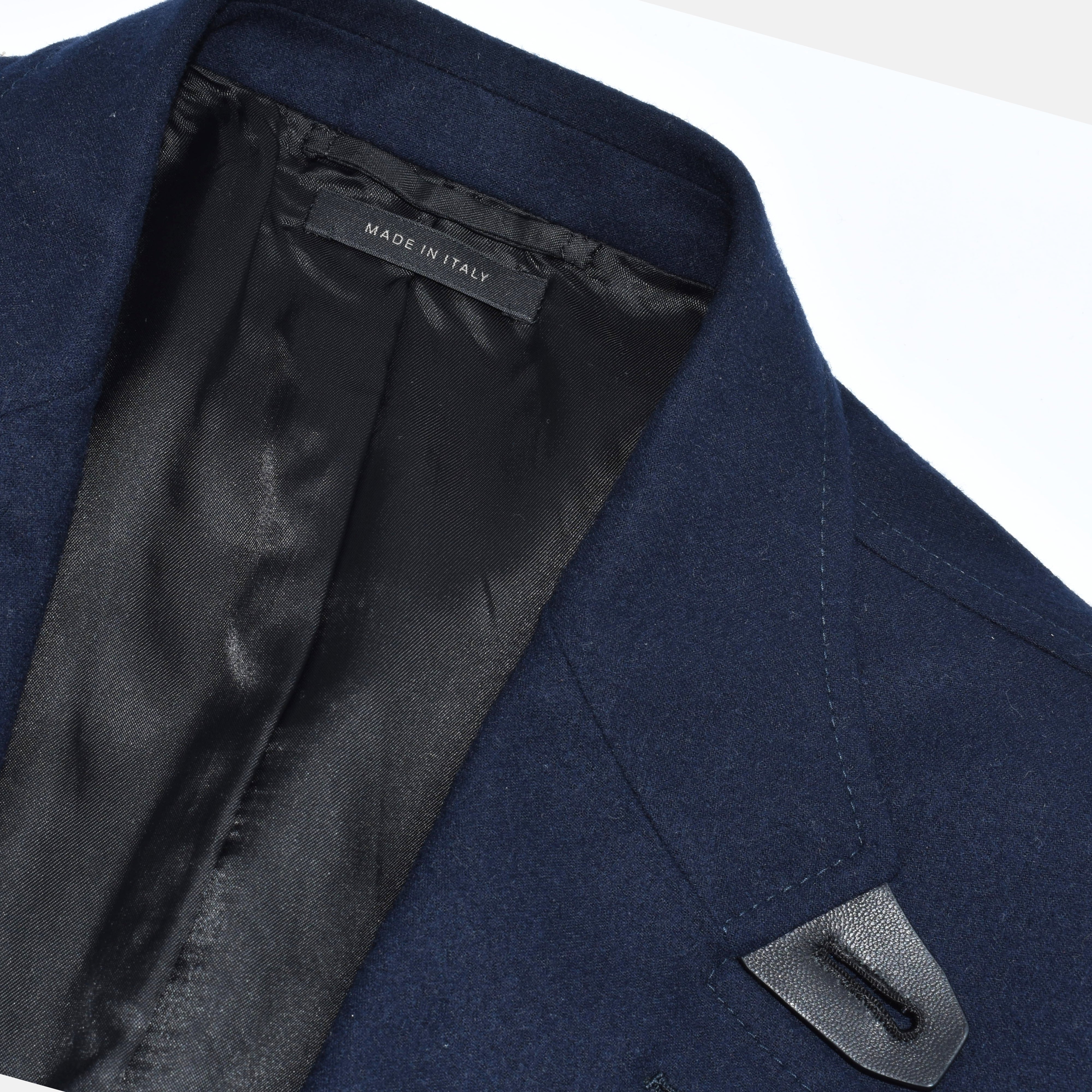 Navy Cashmere Blazer with Leather Applications (EU 50)