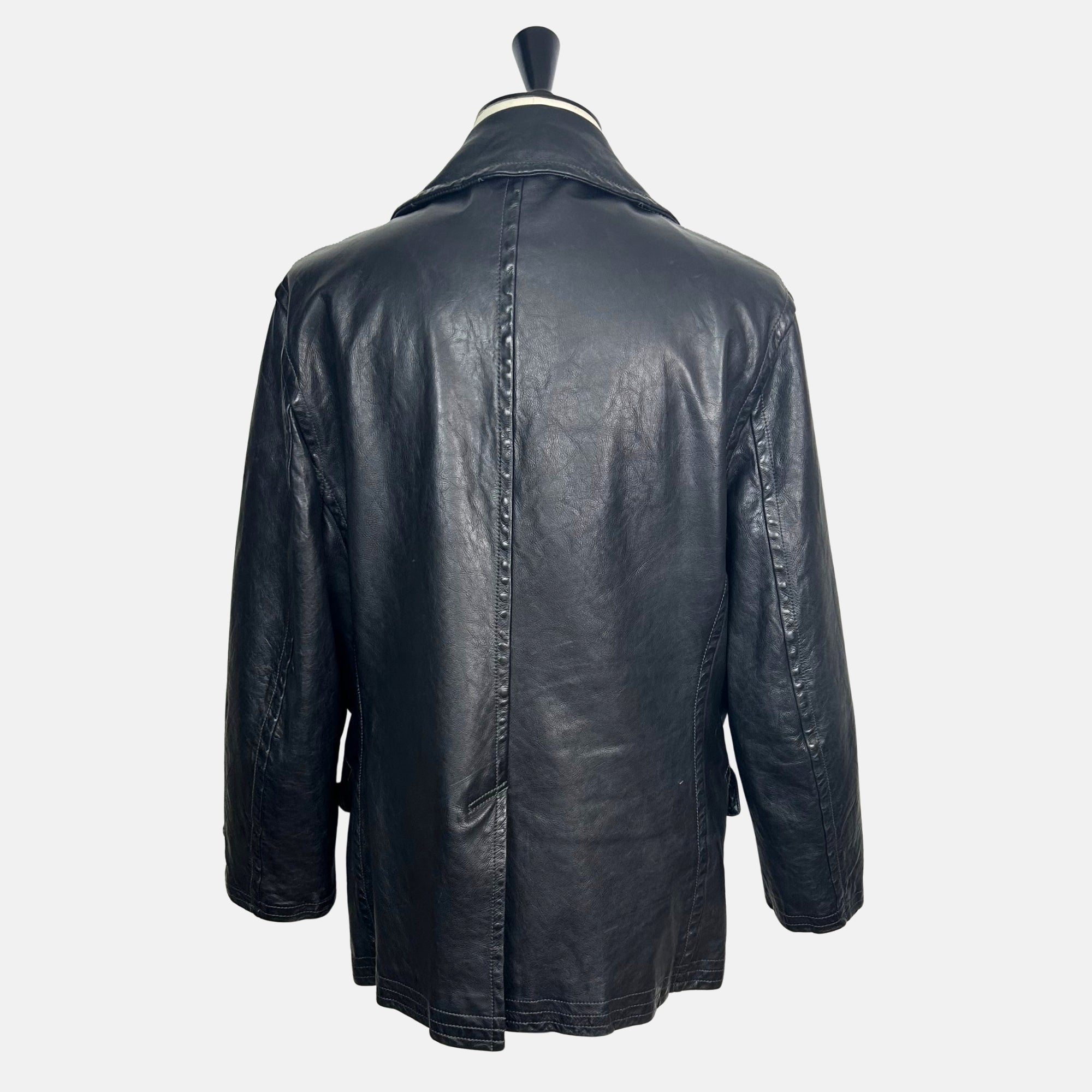 Black Peacoat made of Leather (XL)