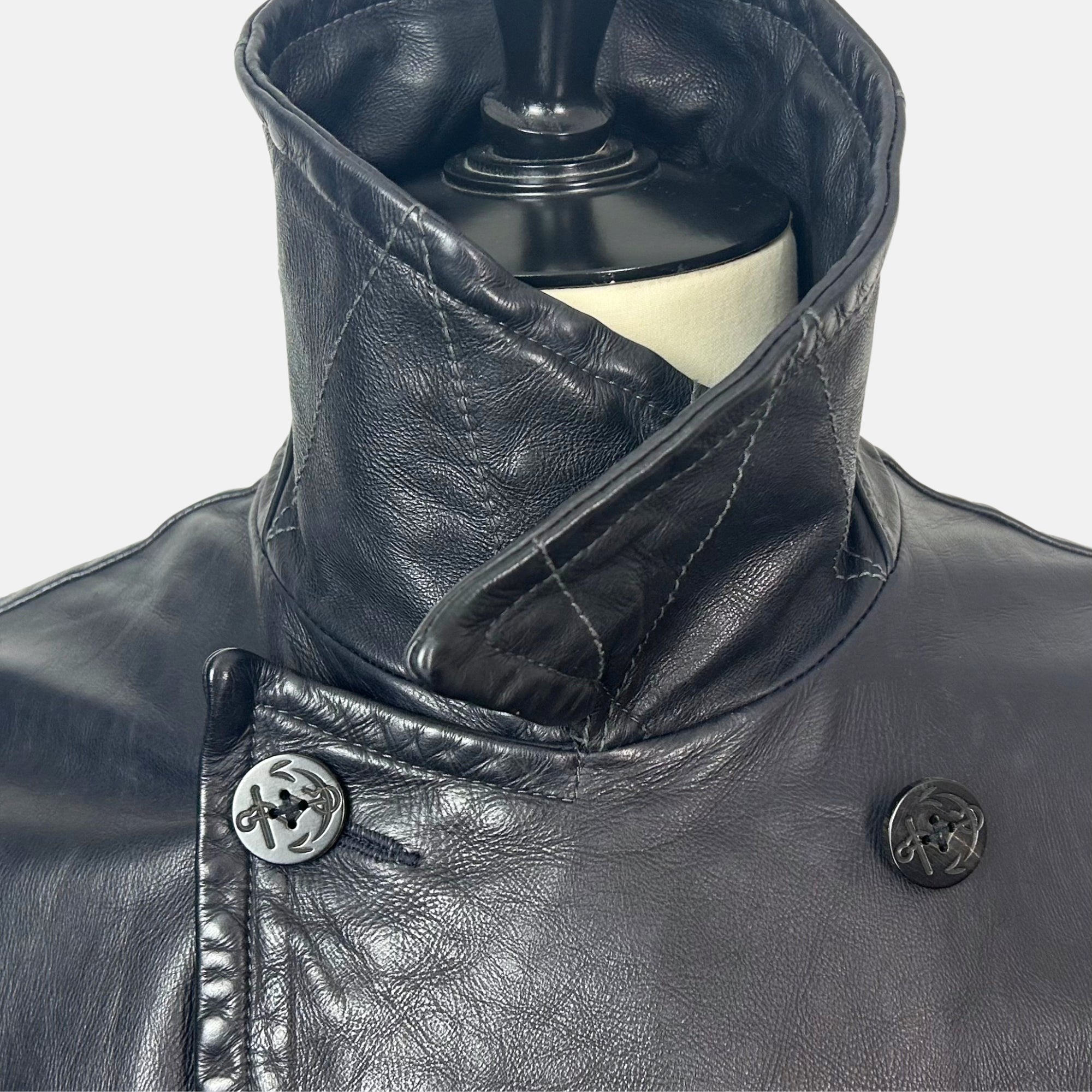 Black Peacoat made of Leather (XL)