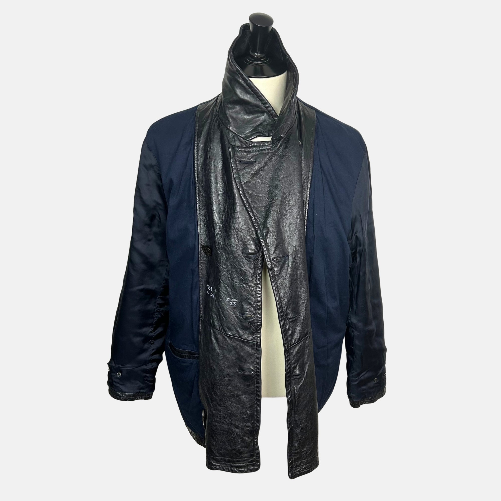 Black Peacoat made of Leather (XL)