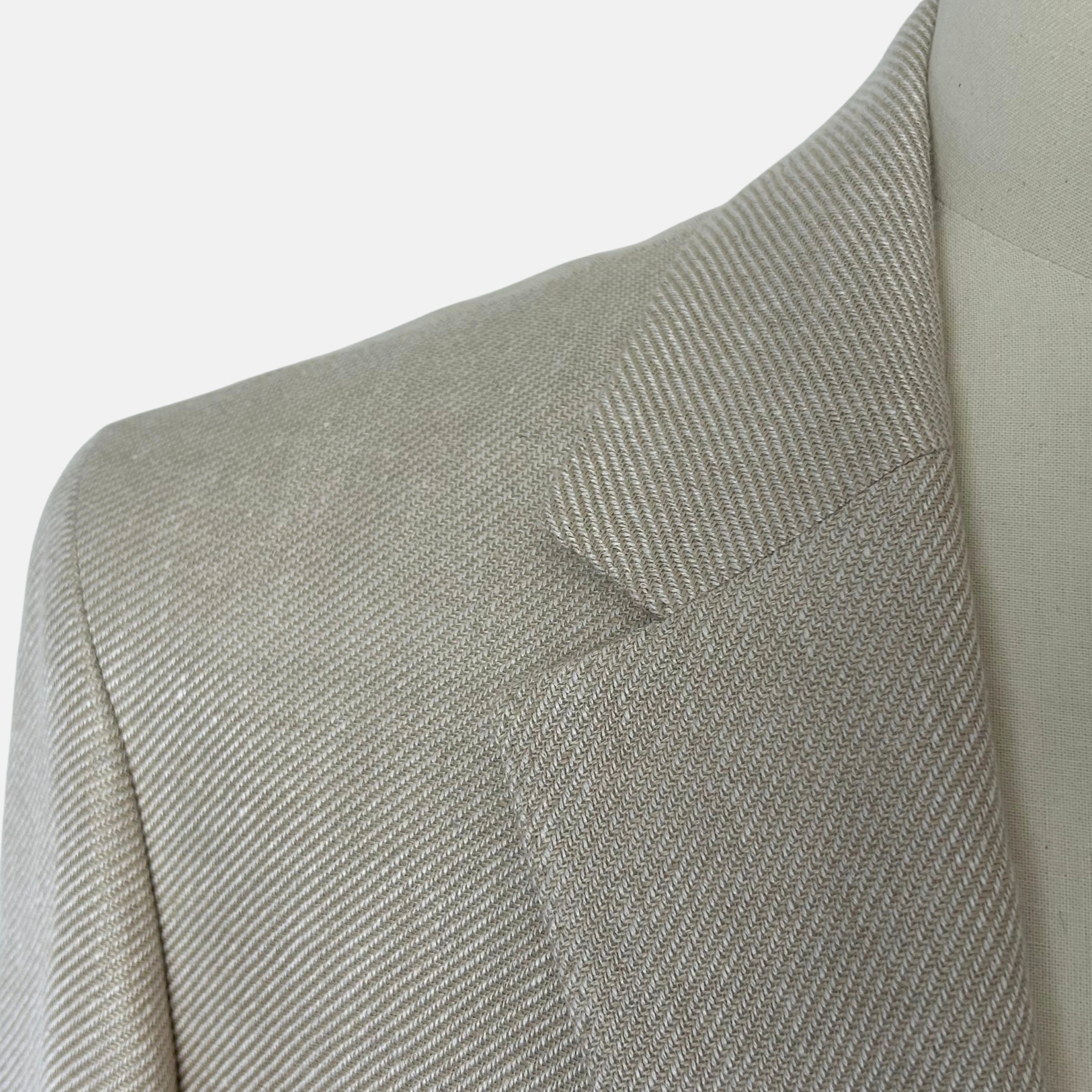 Ecru Patterned Blazer made of Linen/Wool/Silk (EU 48)
