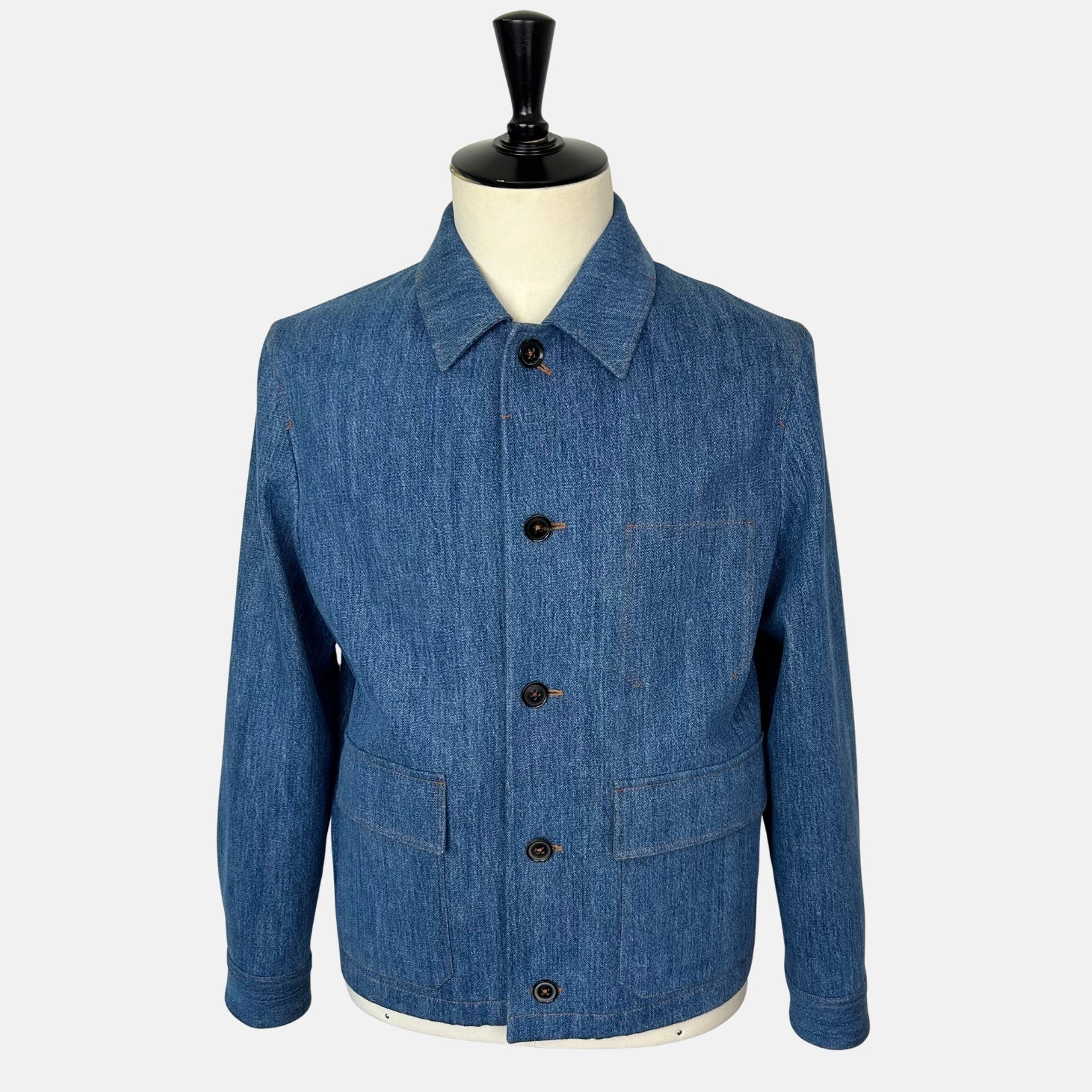 Blue Denim Jacket made of Cotton /Leather Details (EU 48)