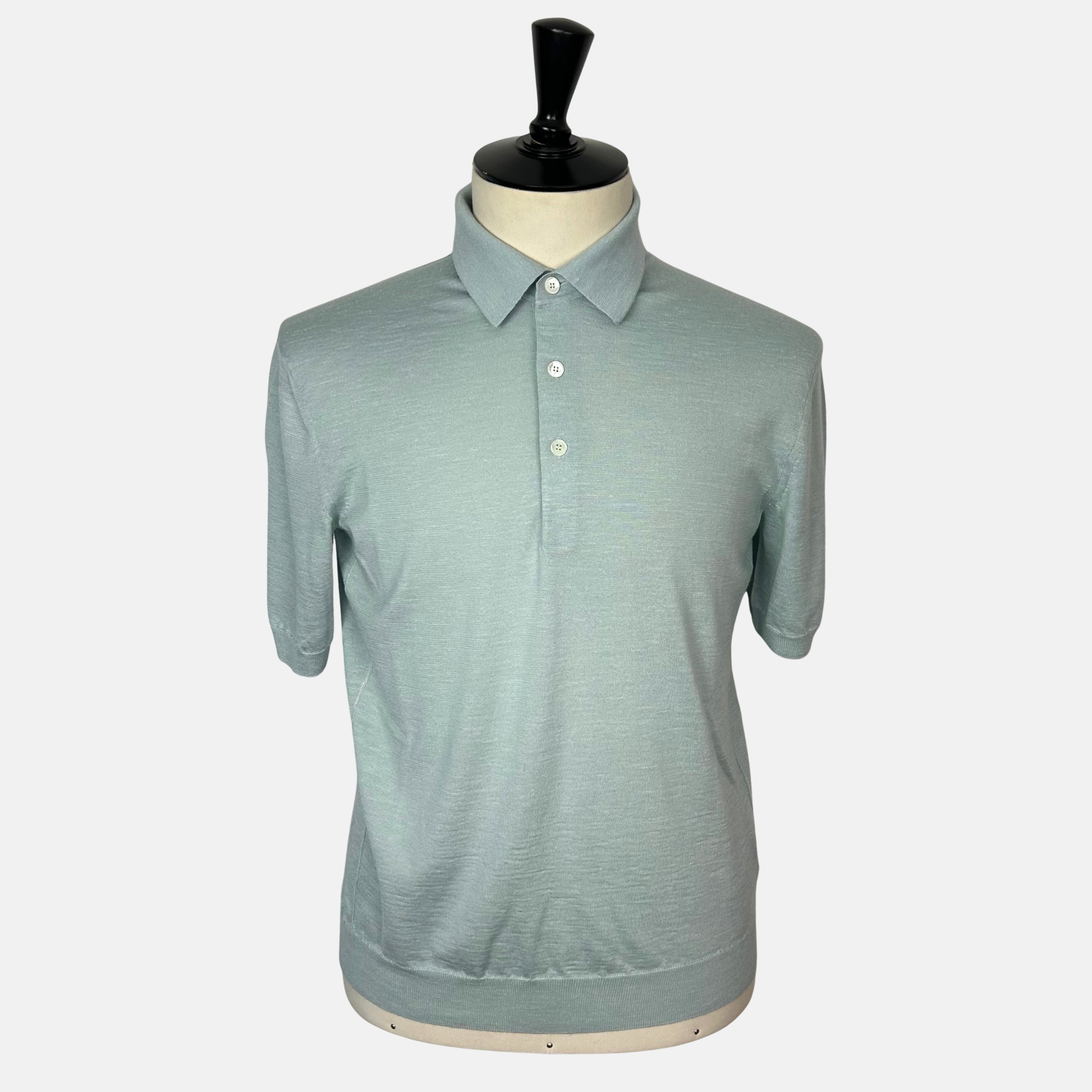 Light Blue Polo Shirt made of Silk/Cashmere/Linen (EU 50)