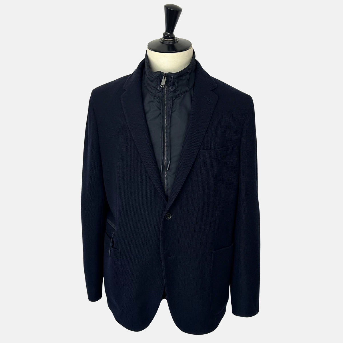 Navy Wool Cotton Jacket with Removable Vest