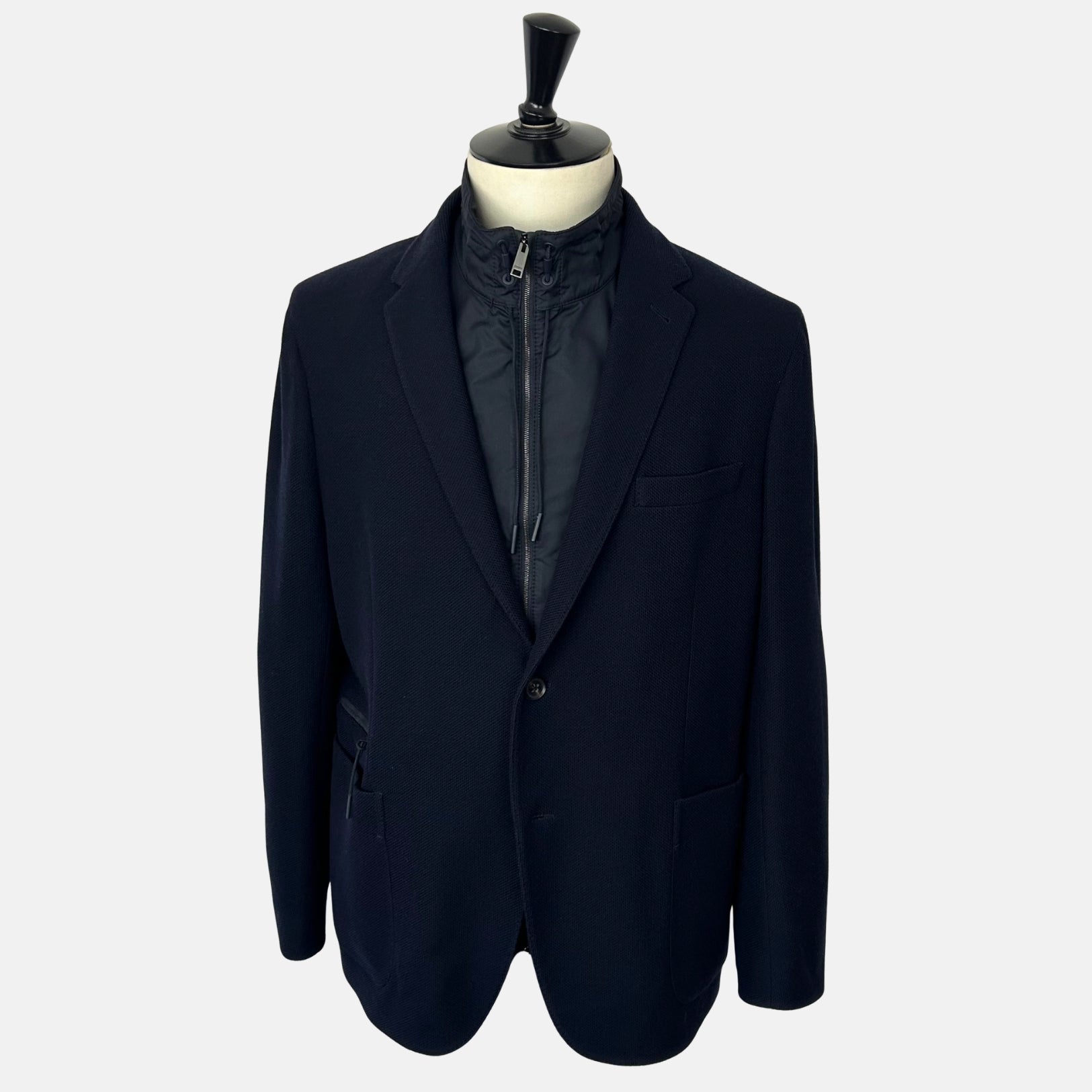 Navy Jacket with Removable Vest made of Wool/Cotton (EU 58)
