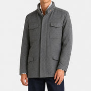 Gray Down/Storm System Jacket made of Virgin Wool/Cashmere/Suede Details (EU 52)
