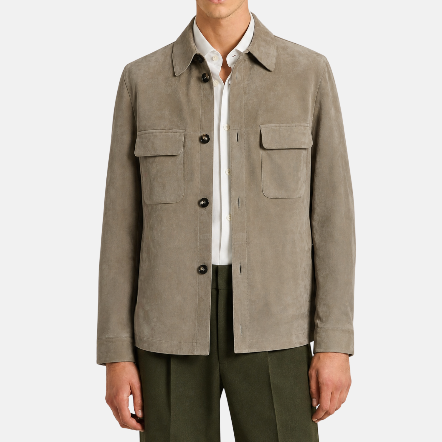 Beige Suede Overshirt Jacket (EU 48)