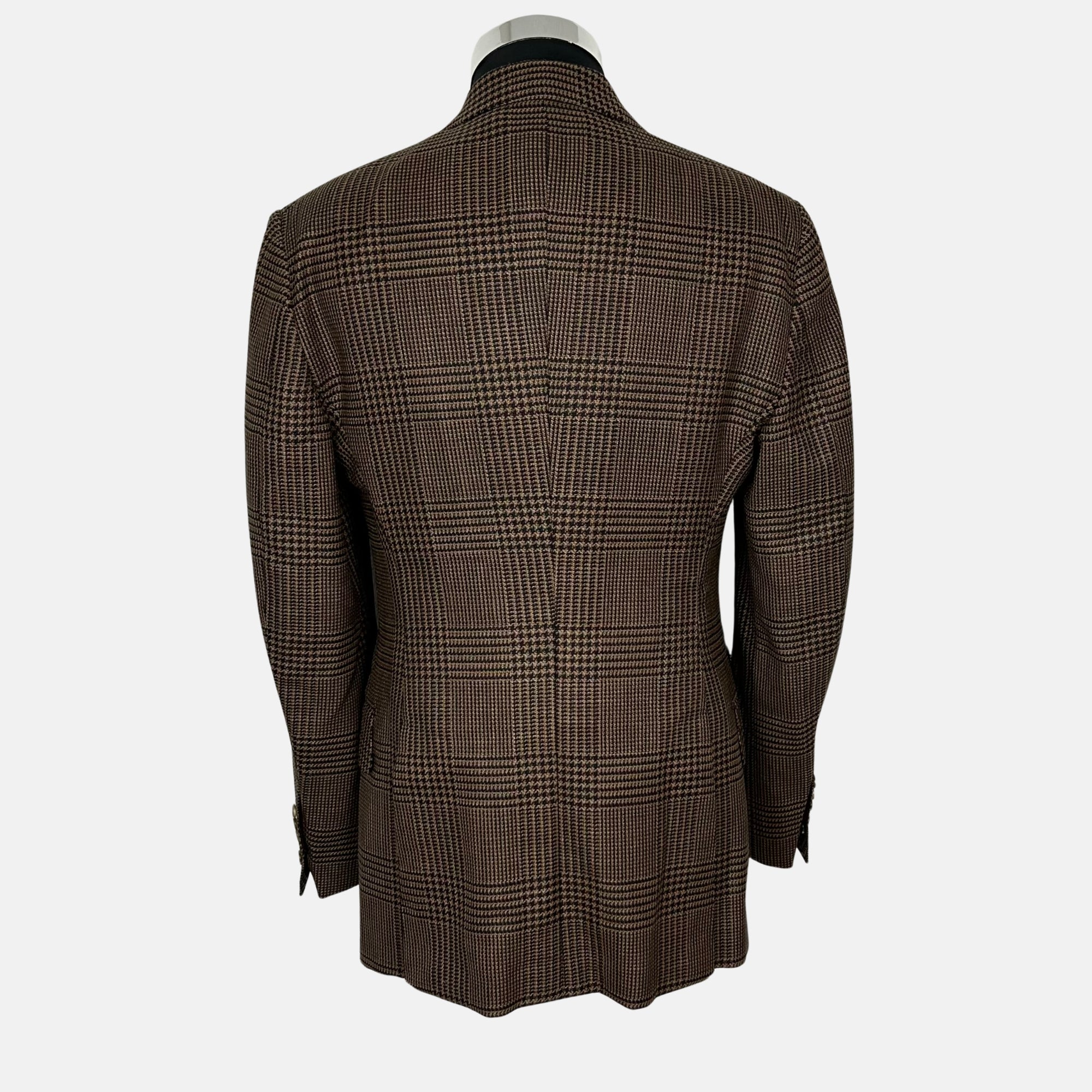 Brown Checked Suit made of Wool/Silk/Mohair (52)