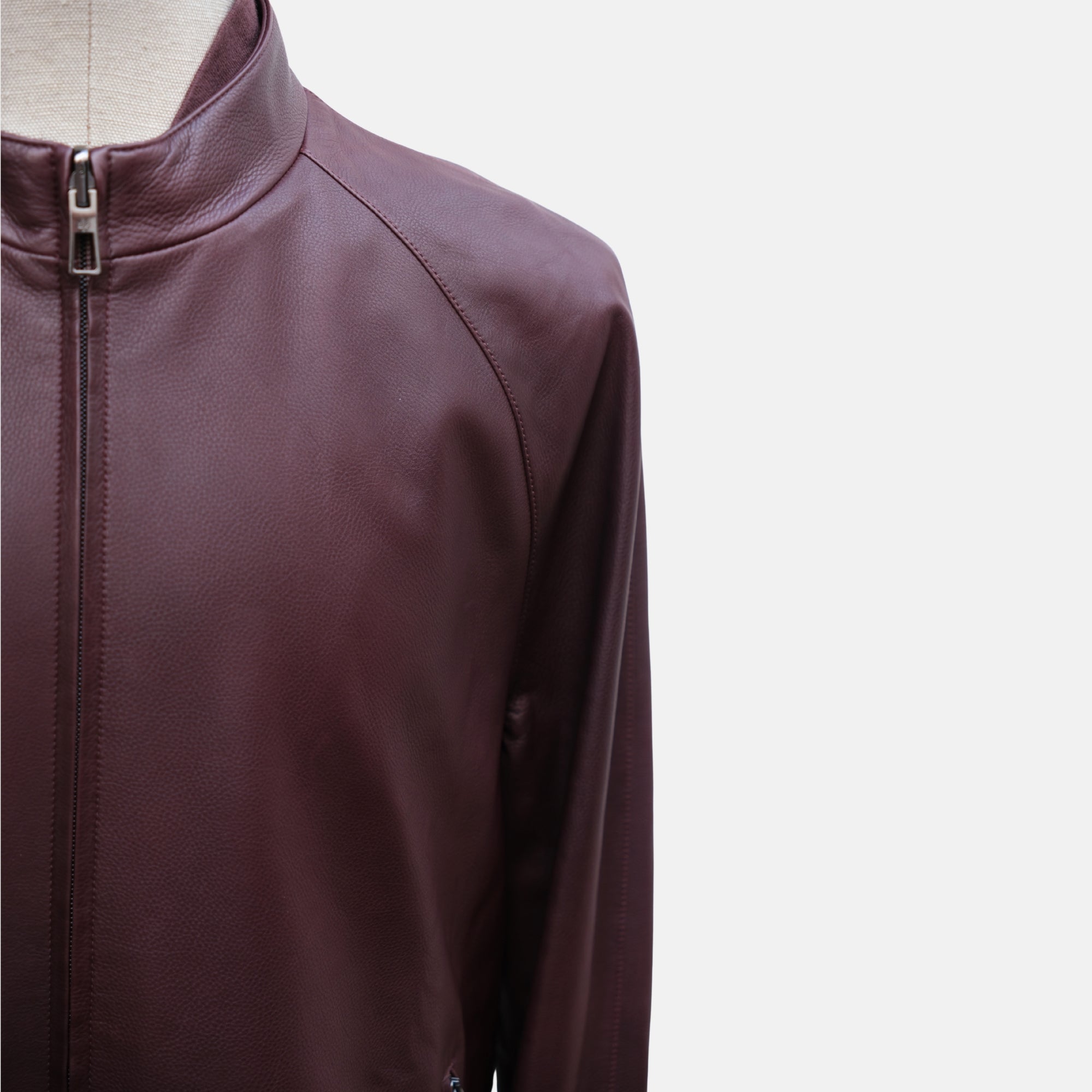 Bordeaux/Taupe Revisable Jacket made of Leather (XXL)