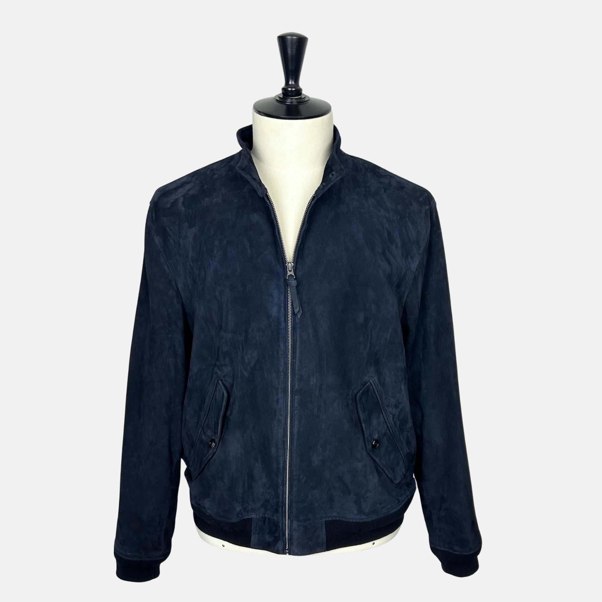 Navy Baracuda Suede Jacket made of Goat Suede Leather ( XXL)