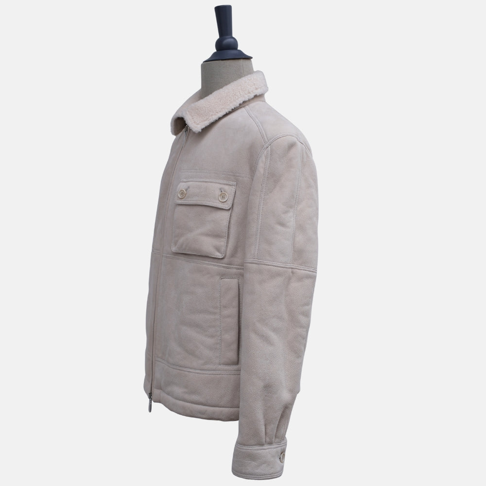 Taupe Jacket made of Sheepskin (L)