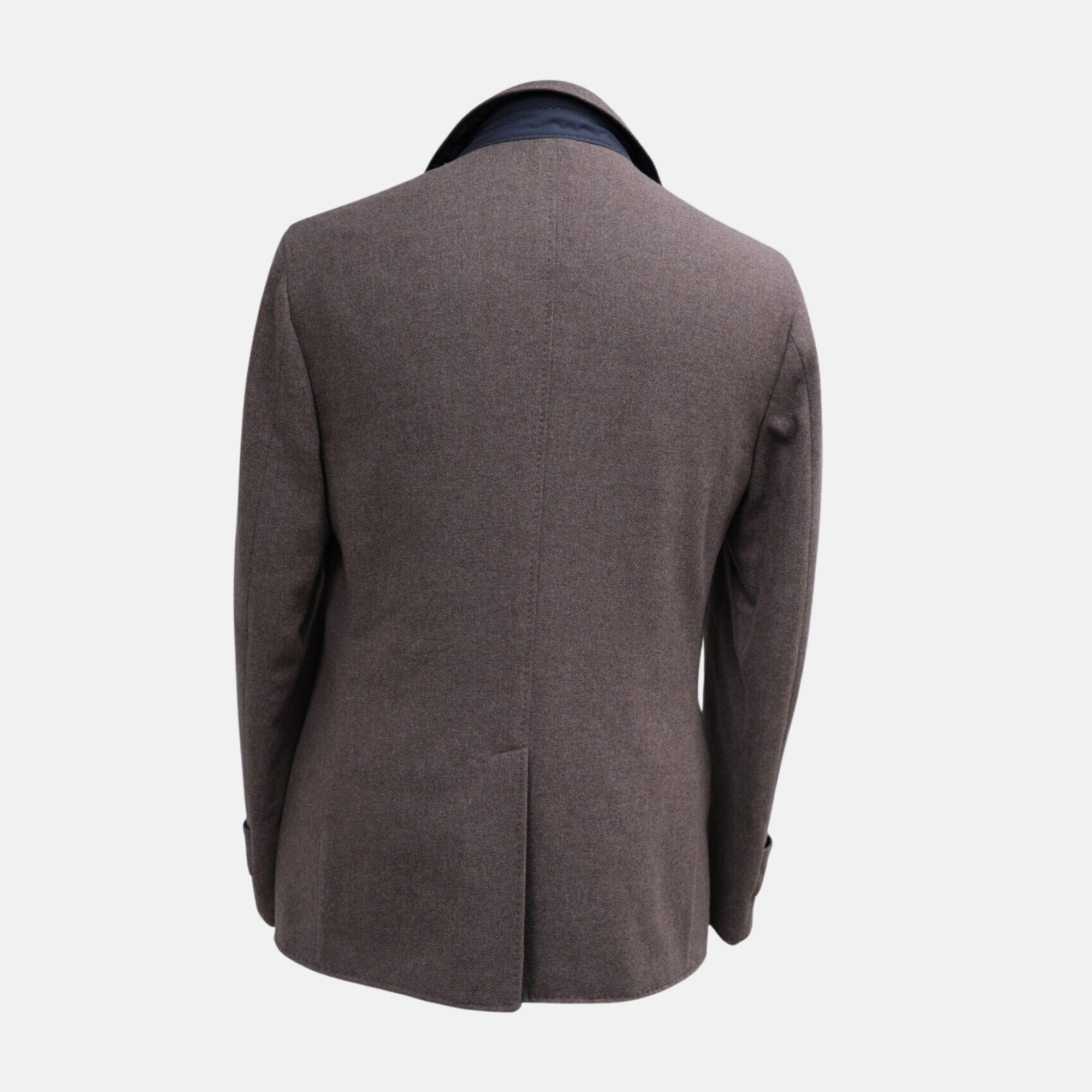 Brown/Blue Reversible Pea Coat made of Wool/Cashmere