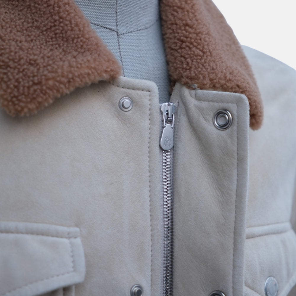 Beige Field Shearling Jacket (S)