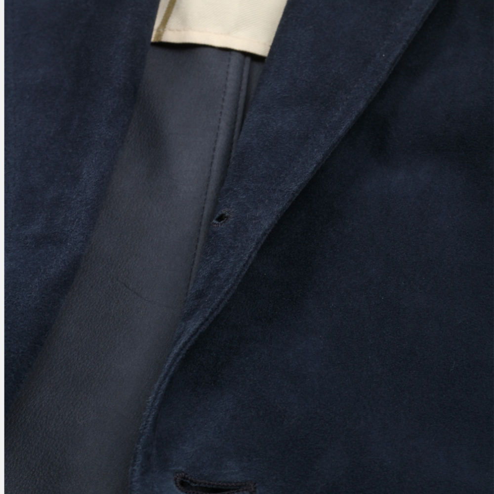 Navy Blue Suede-Blazer