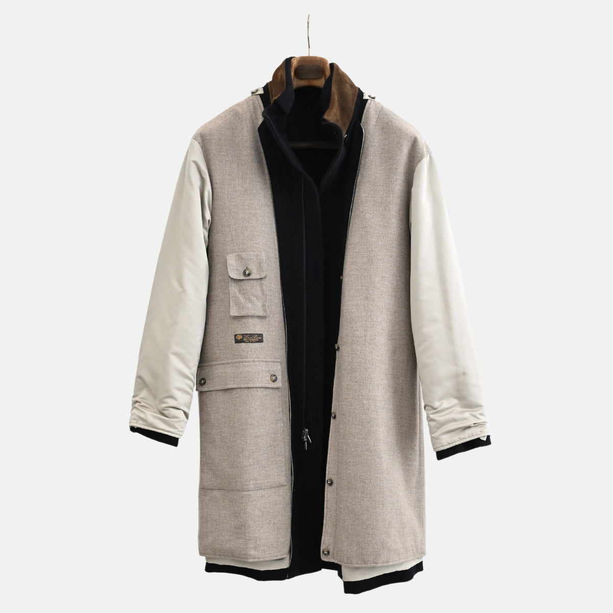 Marineblauer Vicuña-Icer-Mantel (L)