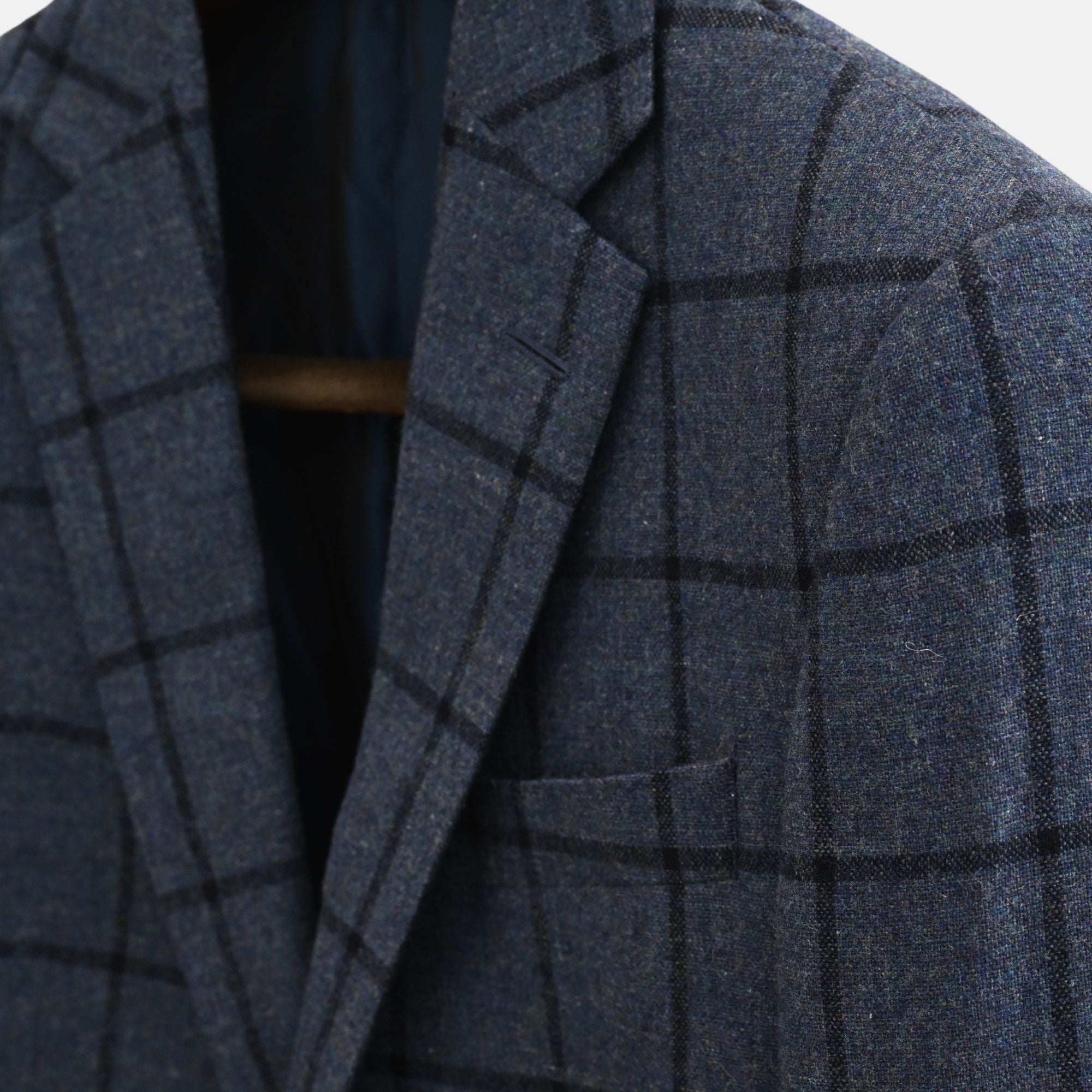 Blue Window Pane Blazer made of Wool/Cashmere (48)