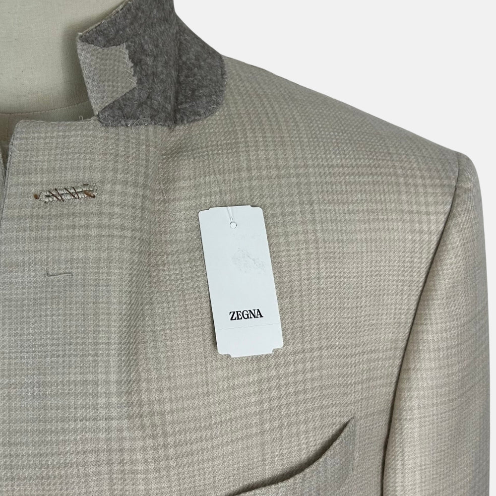 Ecru Patterned Blazer made of Cashmere/Silk (EU 54)