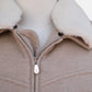 Sand Cashmere Jacket with Fur Collar (S)