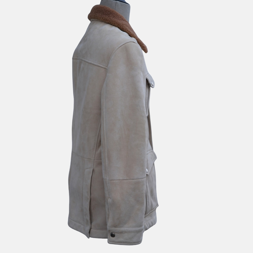 Beige Jacket made of Sheepskin (S)