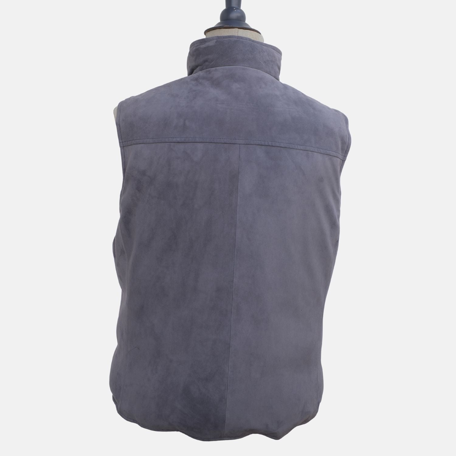 Blue Quilted Suede Down Vest (M)