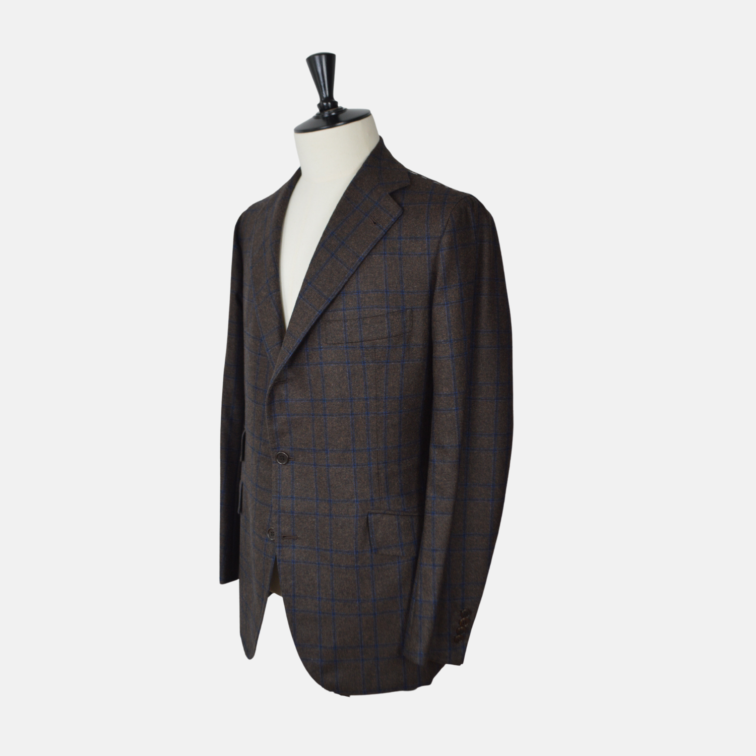 Brown/Blue Checked Blazer made of Virgin Wool (54)