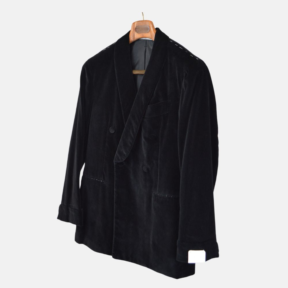 Black Shawl Collar Velvet Blazer made of Cotton (48)