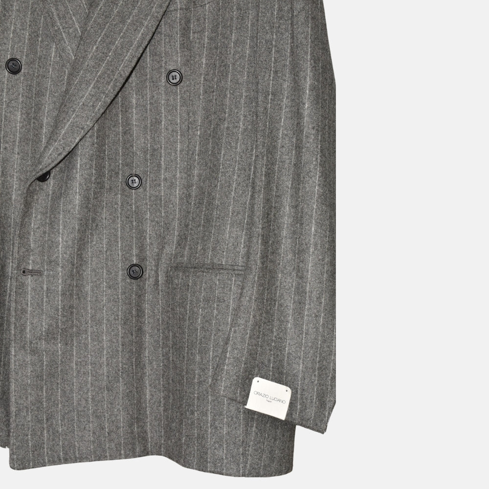 Grey Chalkstripe Double-Breasted Blazer made of Wool (EU 64)
