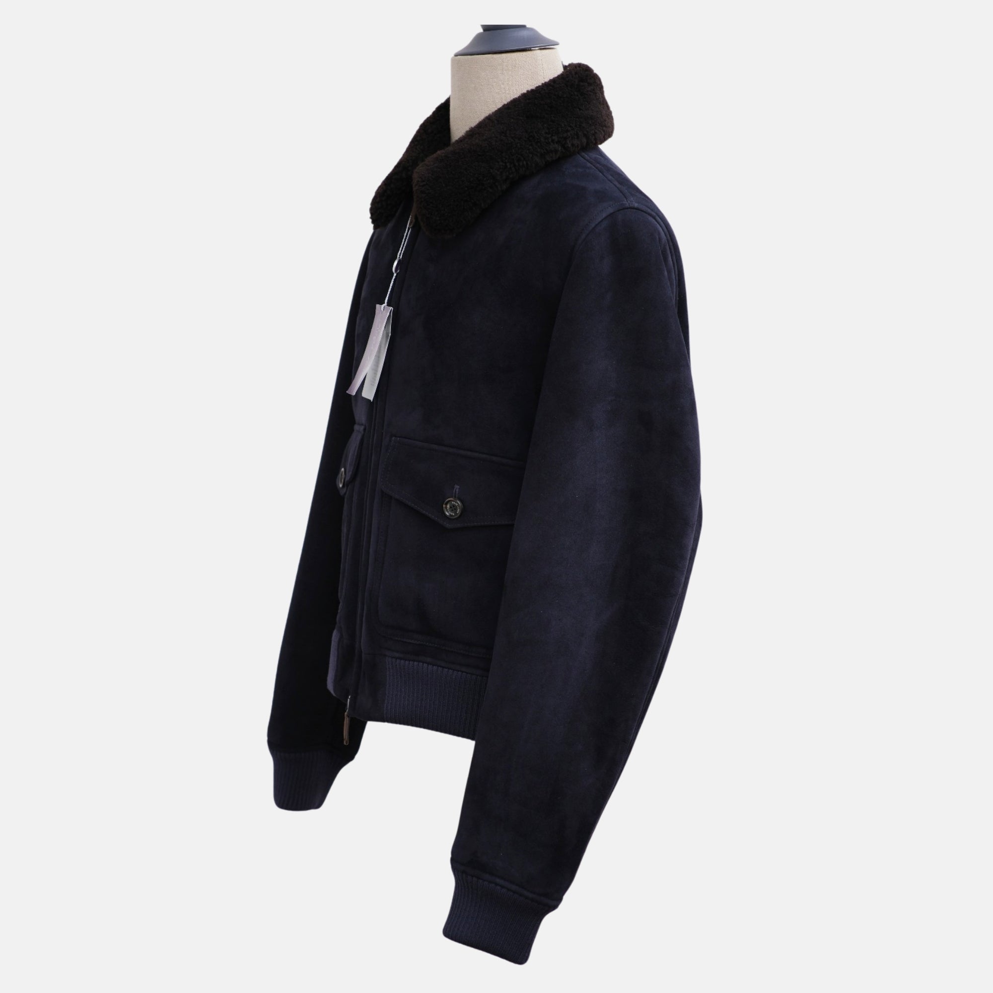 Navy Blue Aviator Shearling Jacket (L)