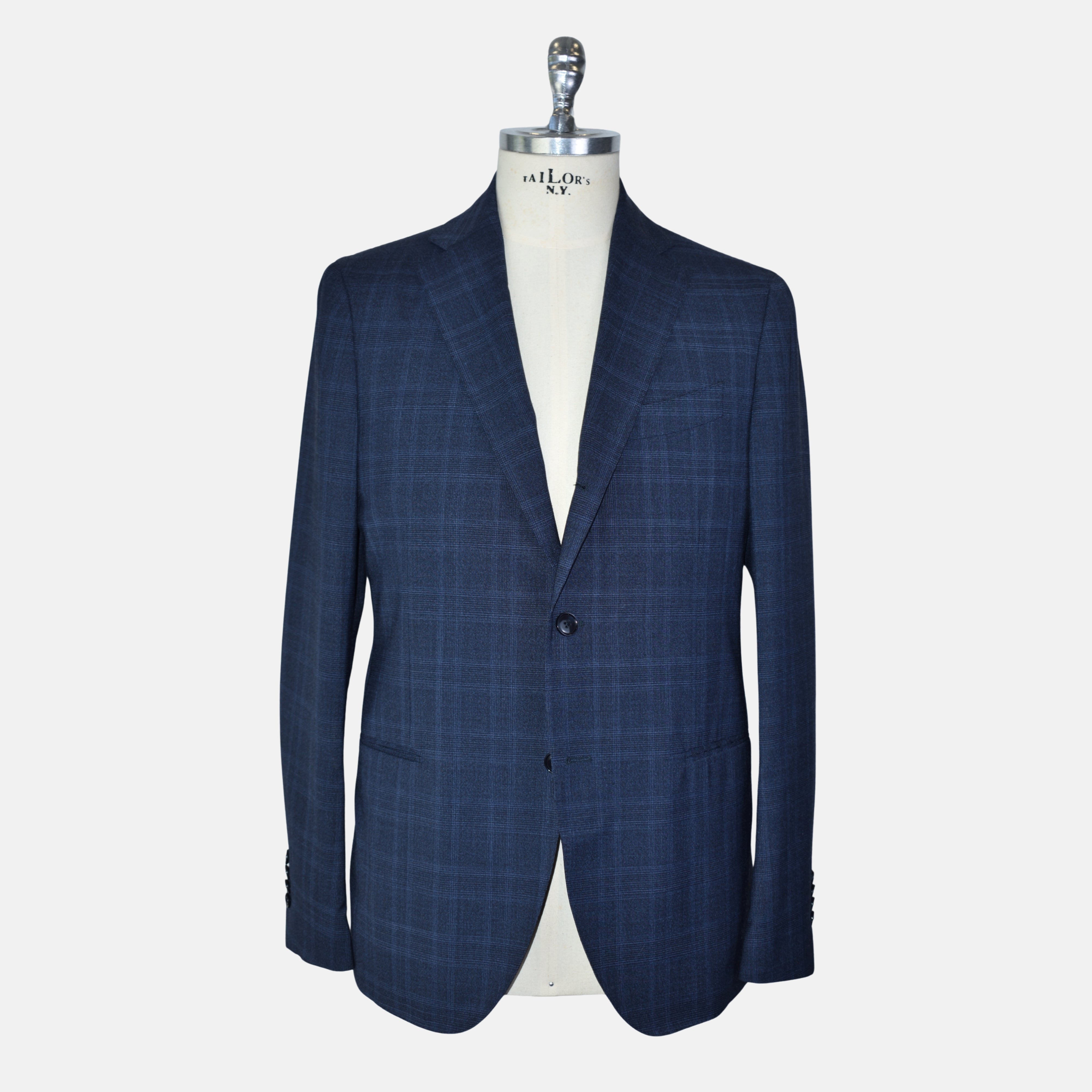 Blue Checkered Suit made of Polyester/Wool (EU 50)