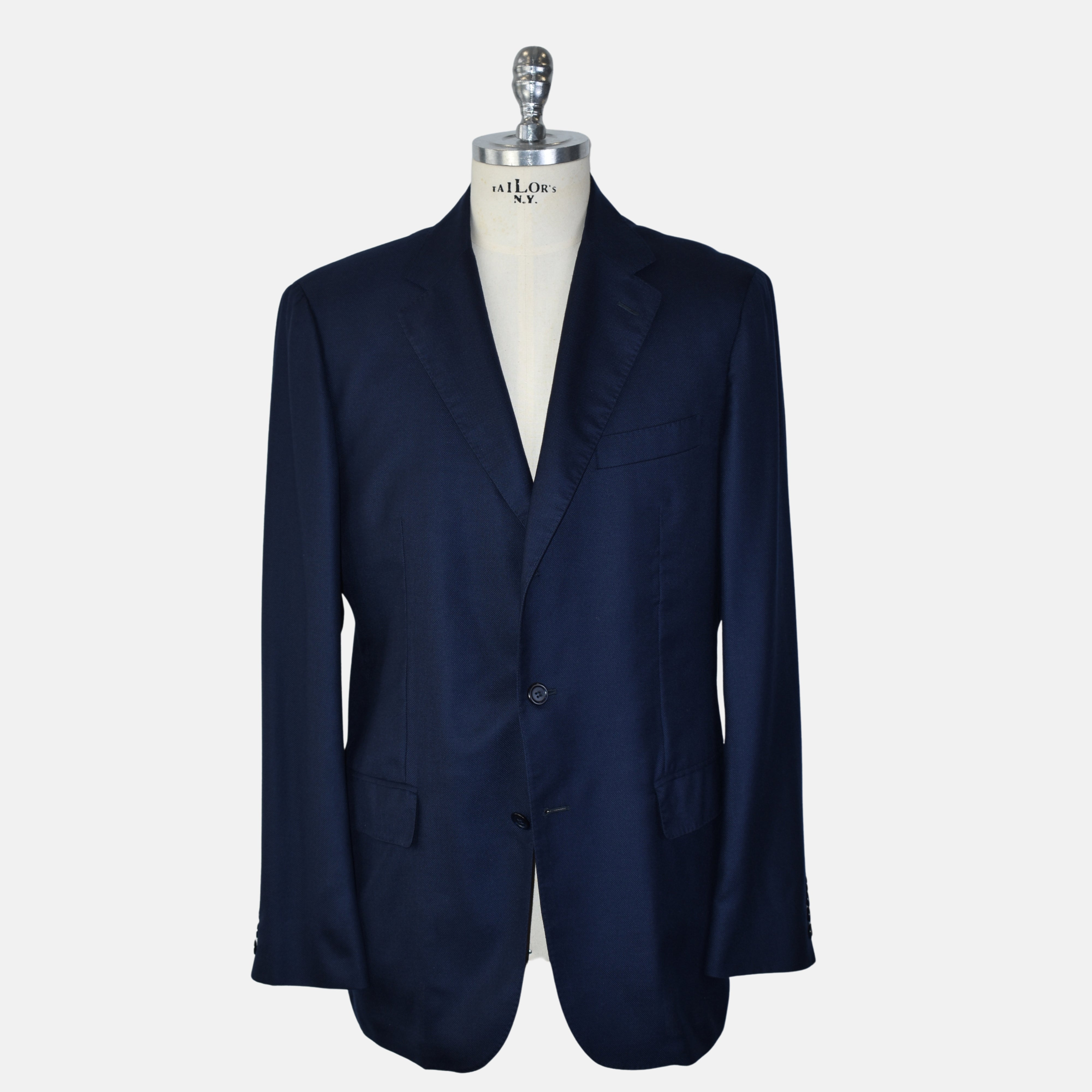 Navy Cashseta Blazer mit Leder-Details aus Kaschmir/Seide (EU 54)