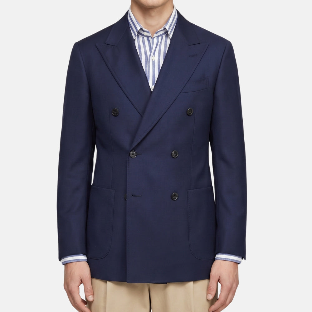 Navy Double Breasted Wool Blazer (EU 52)