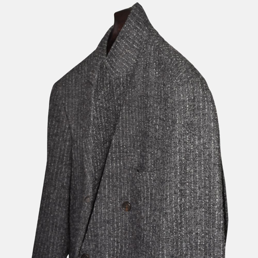 Gray-White Striped Double Breasted Blazer made of Alpaca/Wool/Polyamide/Cashmere (EU 52)
