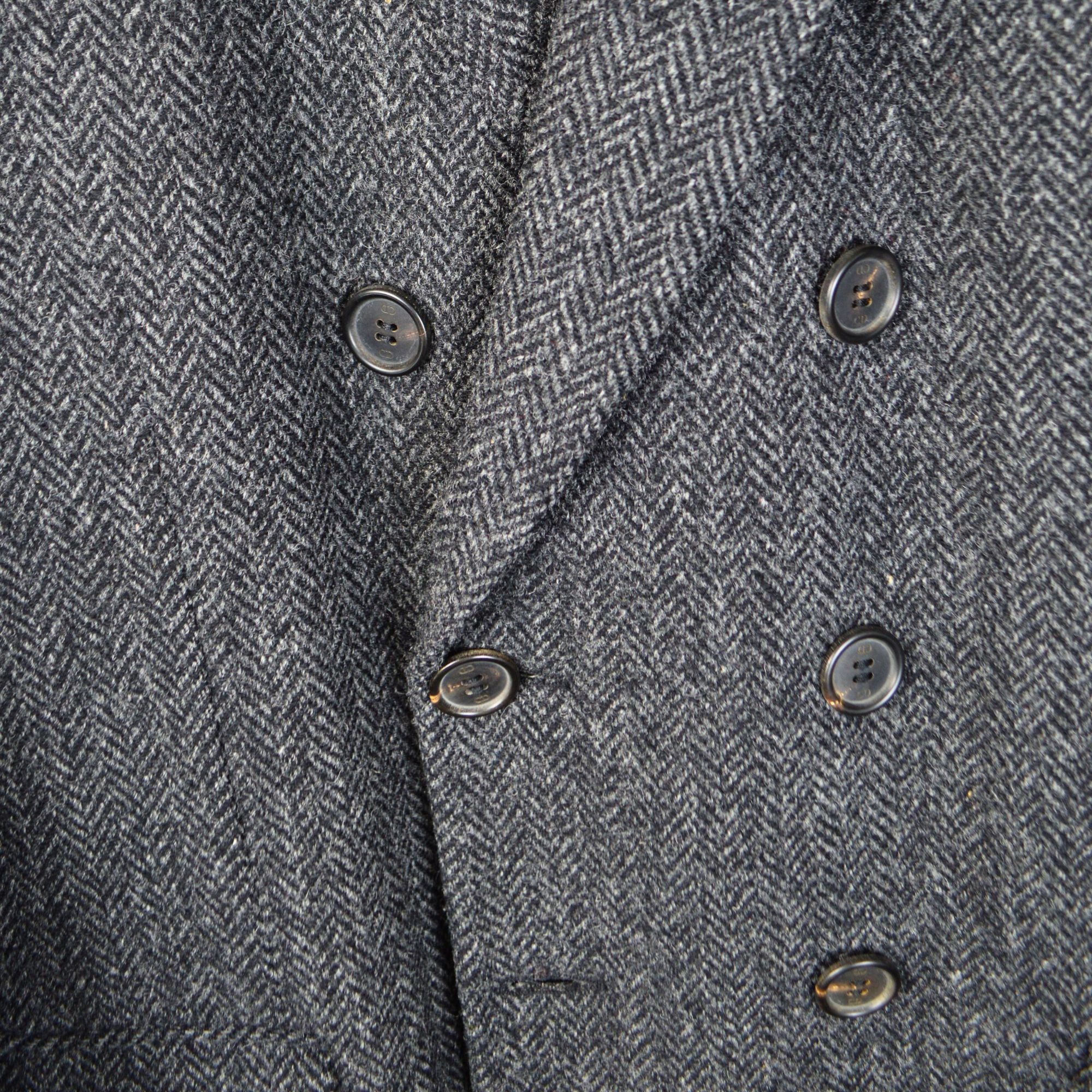 Grey Patterned Double Breasted Coat made of Wool (EU 52)