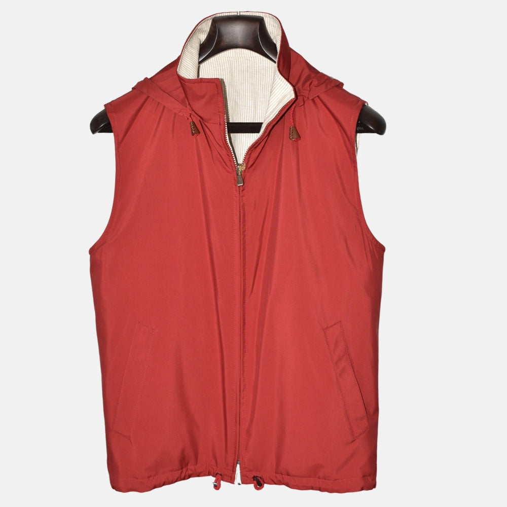 Red-Offwhite/Striped Reversible Vest (S)