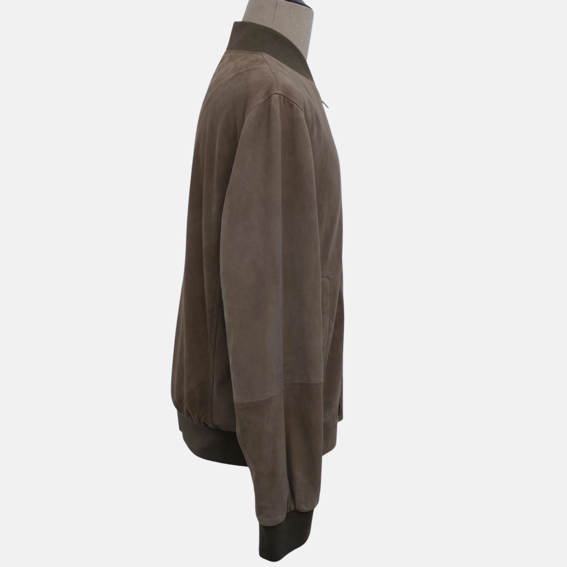 Olive Suede Bomber Jacket (M)