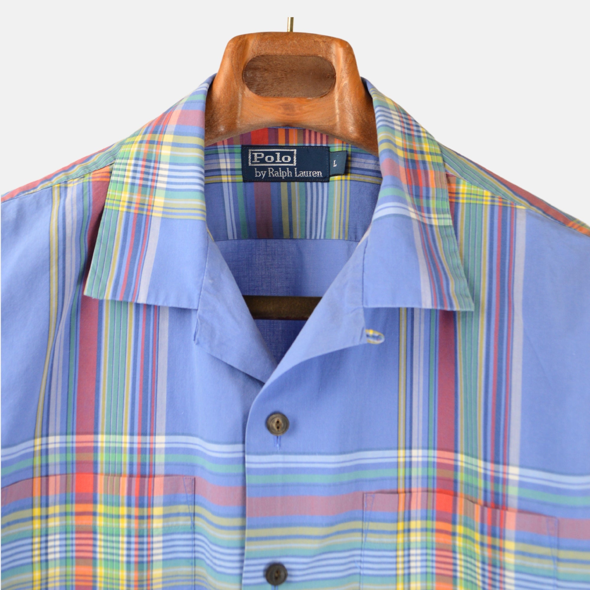 Multi Colored Checked Short Sleeve Shirt made of Cotton (L)