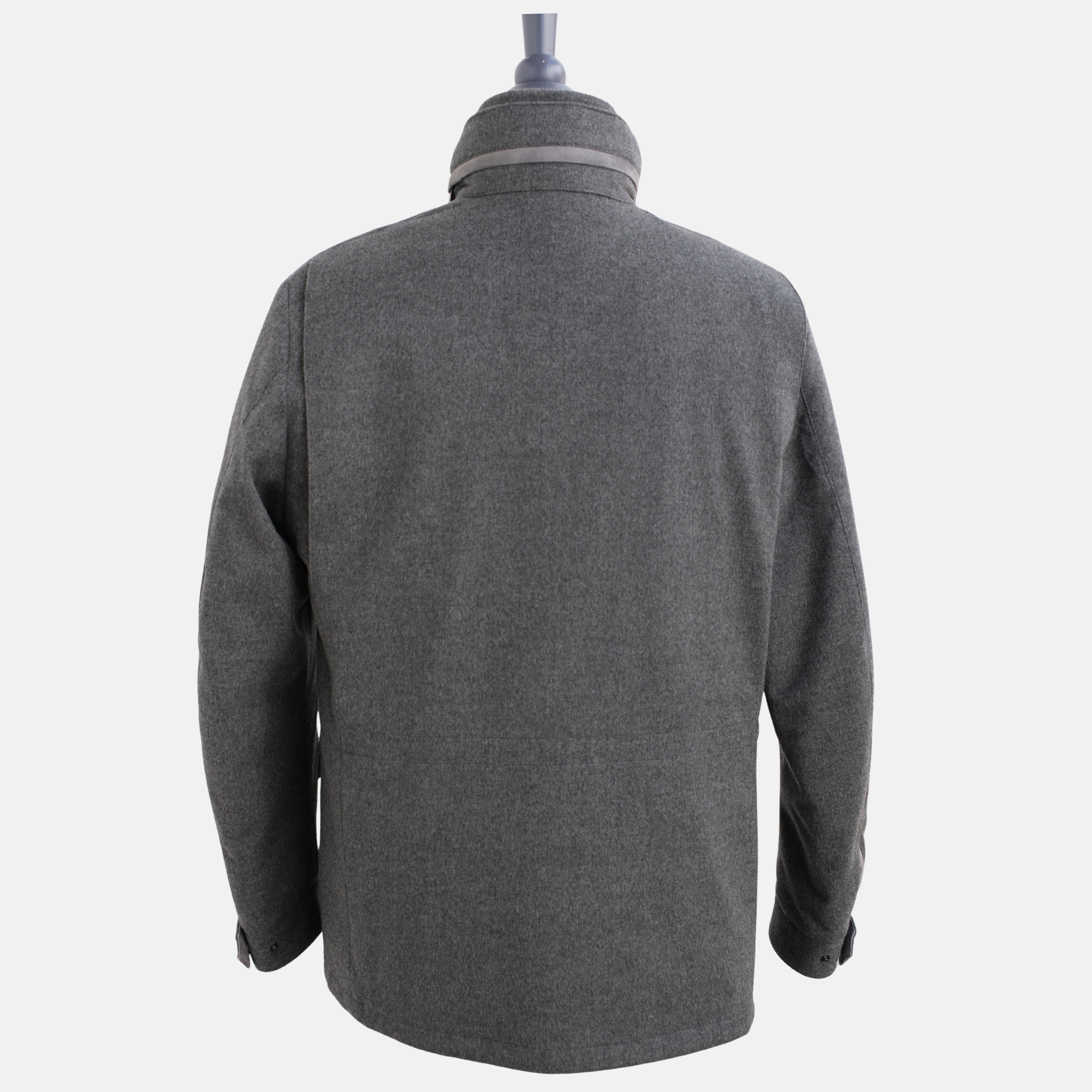 Gray Down/Storm System Jacket made of Virgin Wool/Cashmere/Suede Details (EU 52)