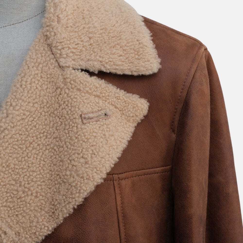 Brown Double Breasted Shearling Coat (M)