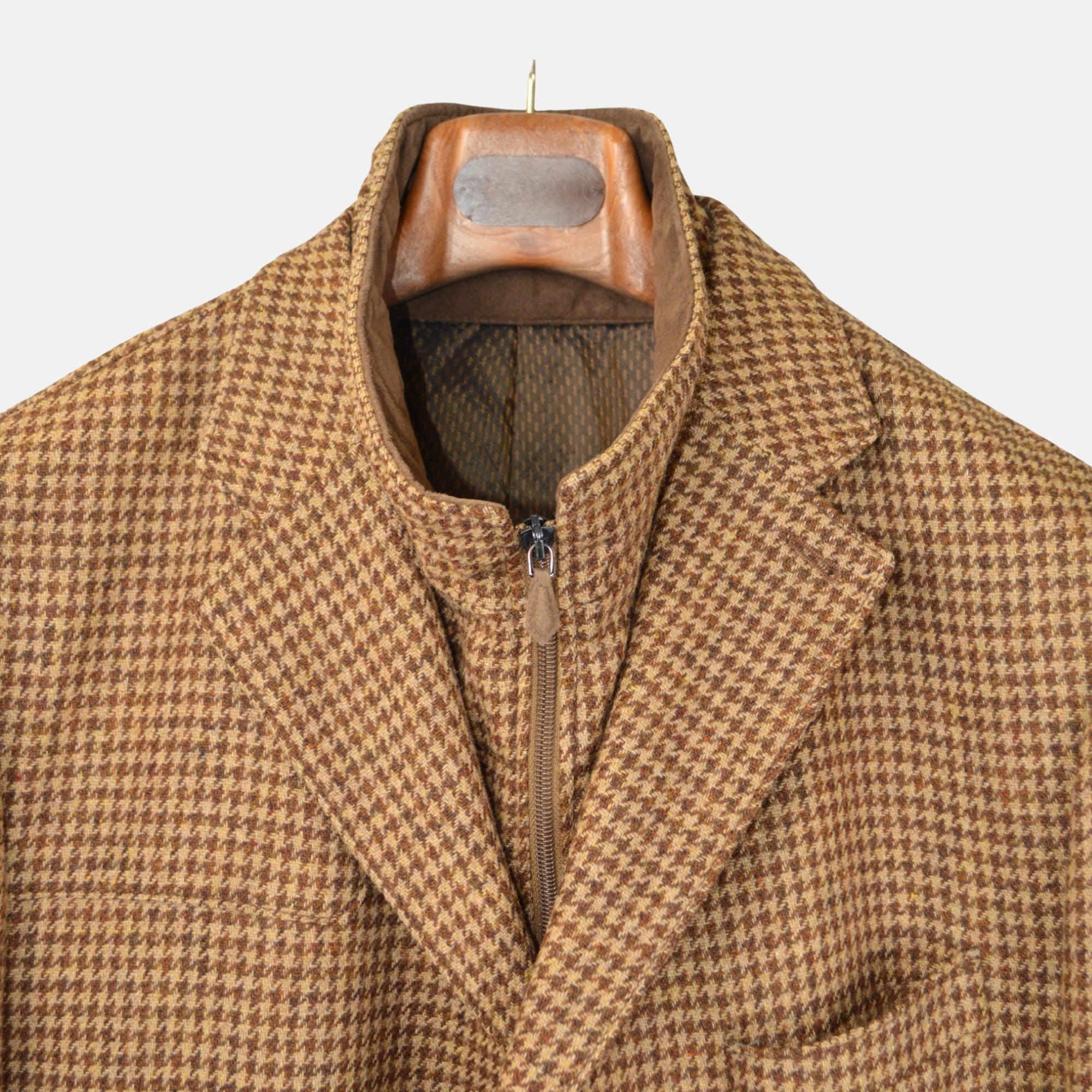 Camel Brown Checked Blazer made of Virgin Wool (58)