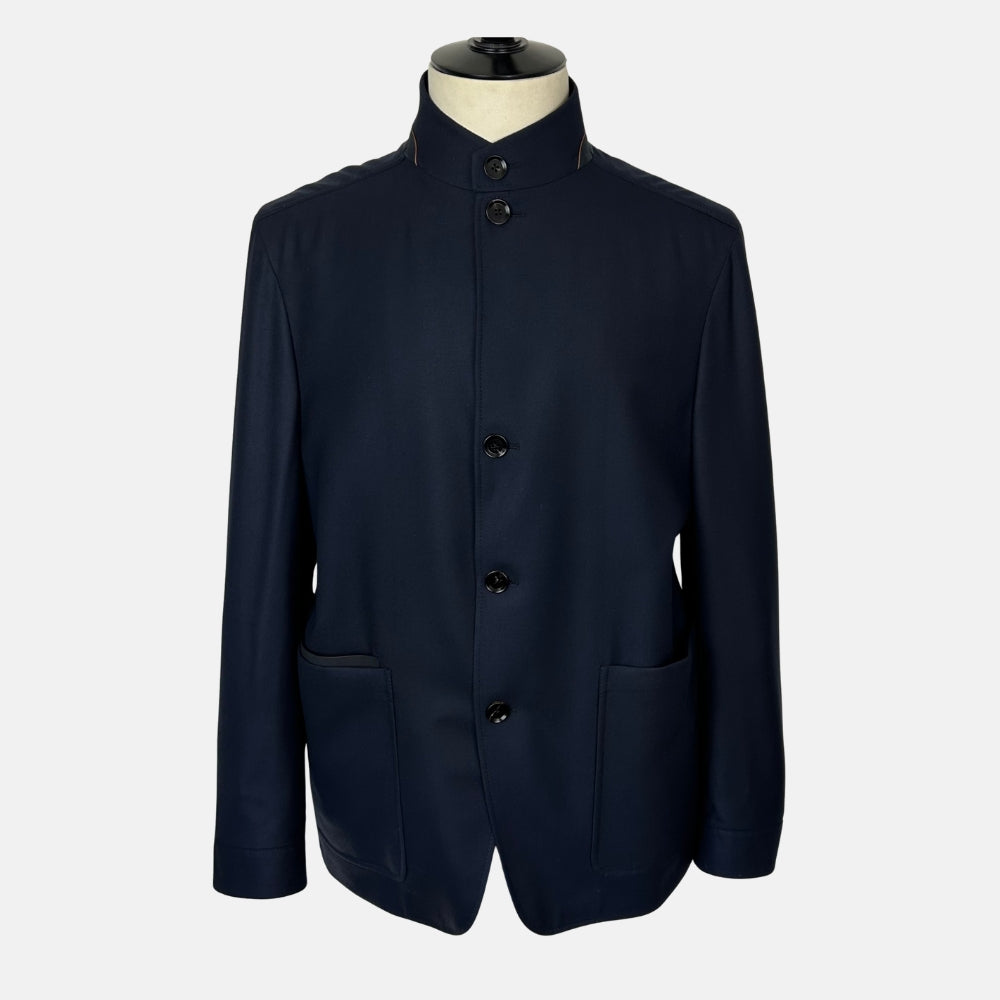 Navy Wool Jacket "Il Conte" made of Wool (Vellus Aureum) (EU 54)