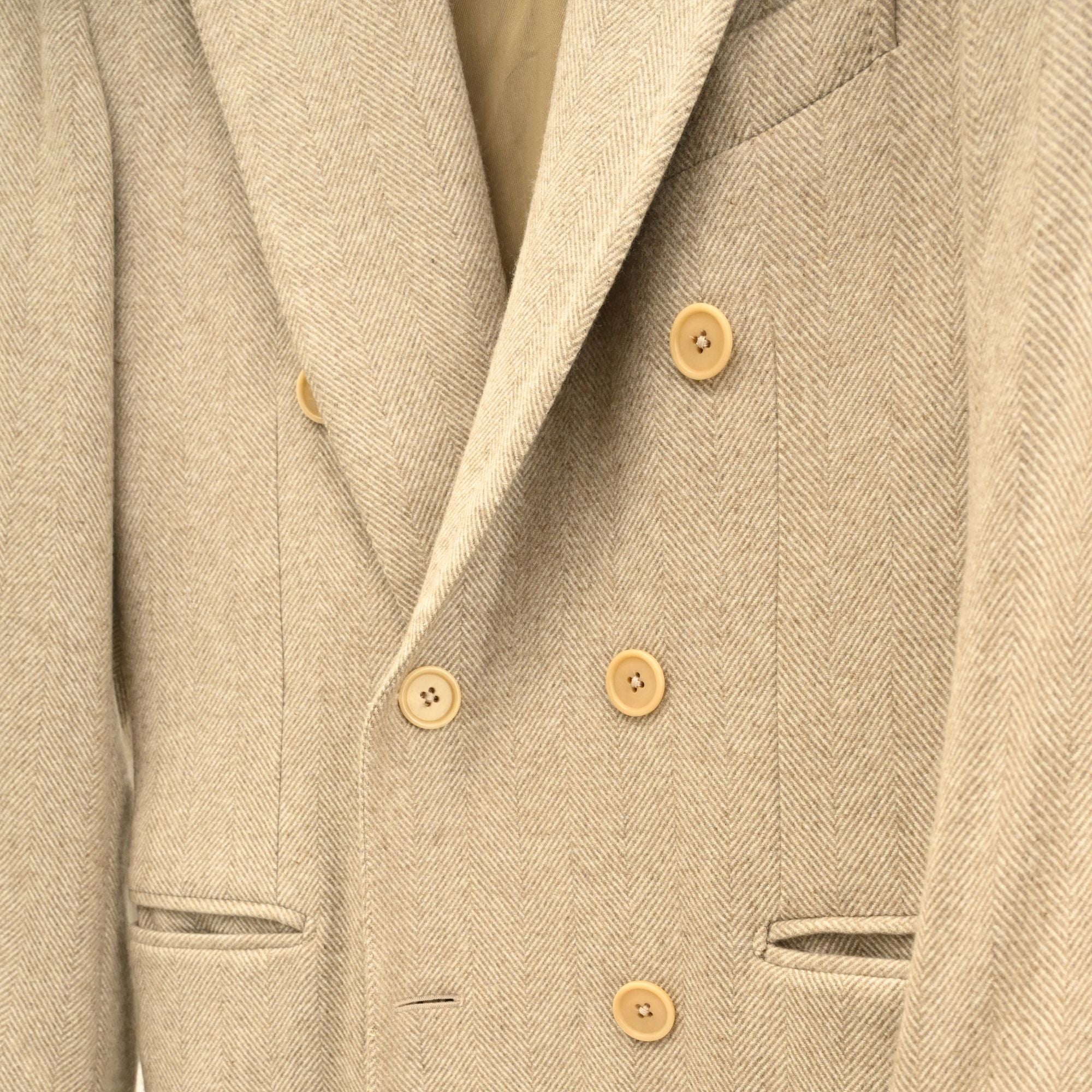 Beige Double Breasted Cashmere Coat (44)